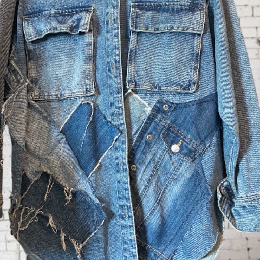 Custom Added Patchwork Denim Jacket - image 5